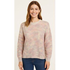 27 Miles Malibu Sweater Womens S Oversized 100% Cashmere Pink Camo Crewneck Knit